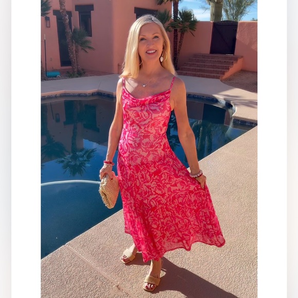 NWT Elegant Pink Floral Maxi Dress-S - Picture 14 of 17